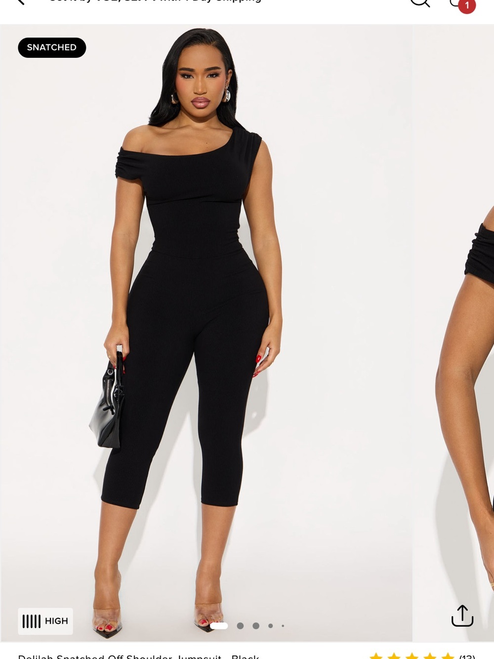 Fashion Nova Black Off-Shoulder Cropped Jumpsuit